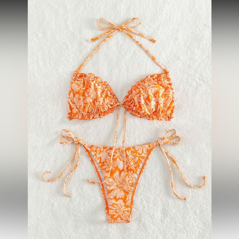 SHEIN Orange Floral Bikini